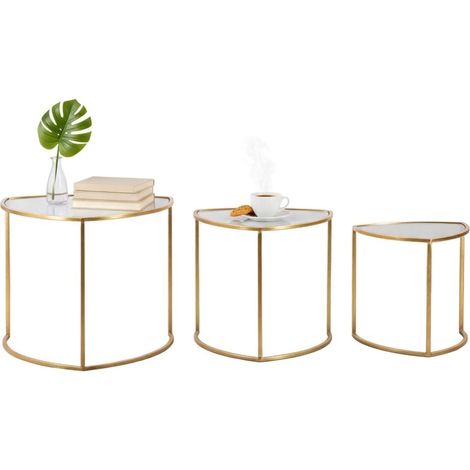 Dmora - Wohnzimmertisch Adrian, Niedriger Wohnzimmertisch, Kaffeeregal, Couchtisch für Sofa, 60x60 h50 cm, Gold