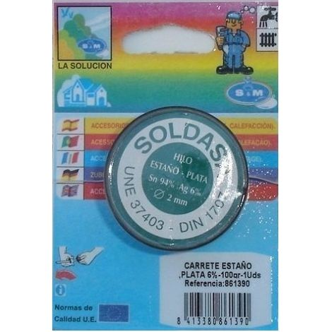 Estaño Soldar Plata 100Gr 6% S M