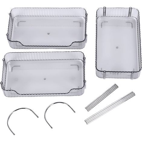 Organisateur maquillage PET métal comptoir salle de bain – Étagère stockage parfum soins chambre vanité gris tige argentée 3 niveaux, organisation (1/2)