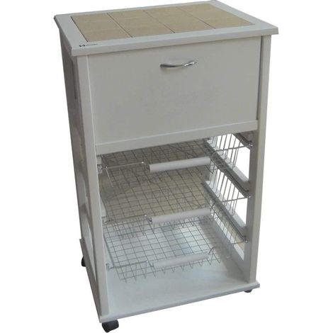 VESUVIO CARRELLO PORTAPANE 85X49X39 CM IN COLORE BIANCO