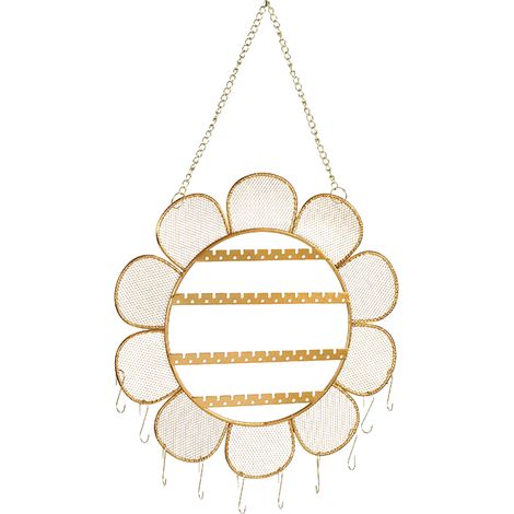 Wandmontiertes Schmuckregal mit goldenem Sonnenmuster (1/5)