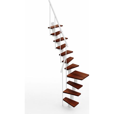 Escalier 1 quart tournant 11 marches - Hauteur à franchir de 2.40 à 2.84m - Largeur 60cm - Couleur bois et blanc - KIP60/L-SBMNOY-11