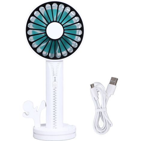 Ventilateur portable détachable, 3 vitesses, USB rechargeable, mini ventilateur de bureau DC5V 1A, blanc, pour voyage et sport (1/5)