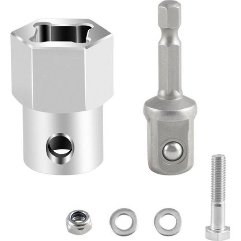 Adaptateur de perceuse sans fil avec manivelle de cric de remorque à enroulement supérieur en acier inoxydable amélioré et embout adaptateur de douille de 1/2 pouce (1/5)