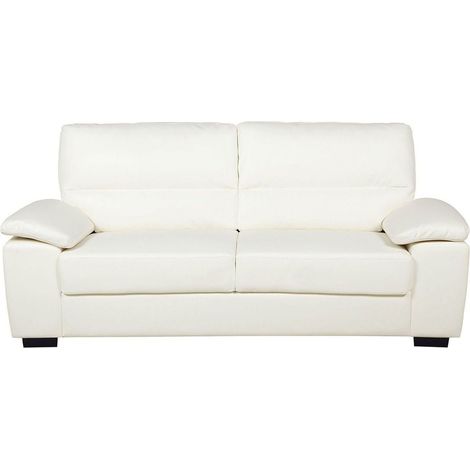 Sofa 3-Sitzer VOGAR Kunstleder Cremeweiß