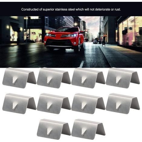 Clip de Déflecteur de Vent, Brise de Voiture Clip, Clip de Déflecteur de Vent de Pluie, 10pcs Clip en Acier pour Pare Brise de Voiture en Acier Inoxydable, Adapté à la Voiture (1/5)