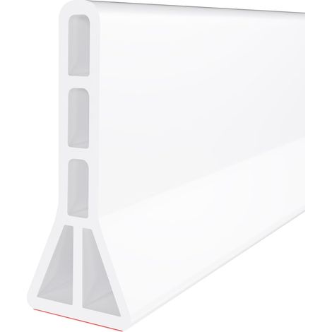 Pare-éclaboussures de seuil de douche de 3 pouces de haut, pare-éclaboussures de douche pliable de 200 cm, convient aux douches sans seuil (blanc). (1/5)