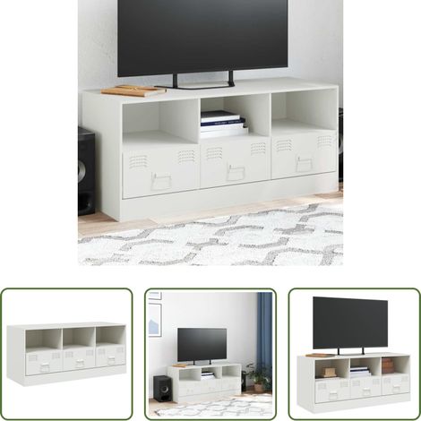 vidaXL Stahl-Schrank - TV-Schrank Weiß 99x39x44 cm Stahl (1/5)