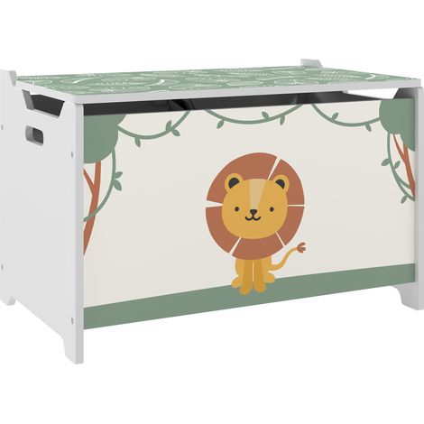Baule Portagiochi per Bambini 60x37x39 cm con Coperchio in MDF Verde (1/5)