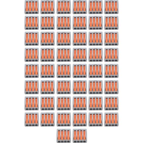 50Connecteurs rapides à poussoir PCT-214, mini bloc parallèle compact pour fil électrique, lot de 50 pièces (1/5)