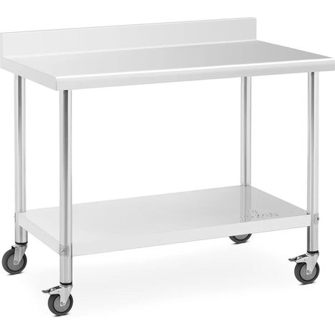 Mesa de trabajo de cocina profesional premium 60 x 120 cm 158 kg salpicadero de acero inoxidable 140010018