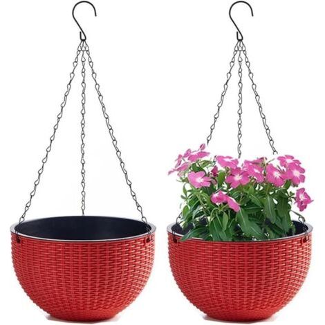 Ensemble de 2 Pots de Fleurs Suspendus avec Chaîne en Acier Inoxydable, Pots de Fleurs Suspendus pour Intérieur et Extérieur S (6,5 pouces) (1/3)