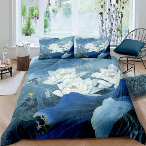 Floral Parure de Lit 140x200cm Fleur Feuilles with Bird Housse de Couette pour Enfants Filles Women Botanique Sets de Housse de Couette Animals avec 1 taie d'oreiller - 140 x 200 cm (1/5)