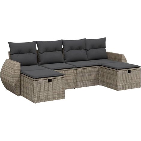 Maison Exclusive - 6-tlg. Garten-Sofagarnitur mit Kissen Grau Pol (1/4)
