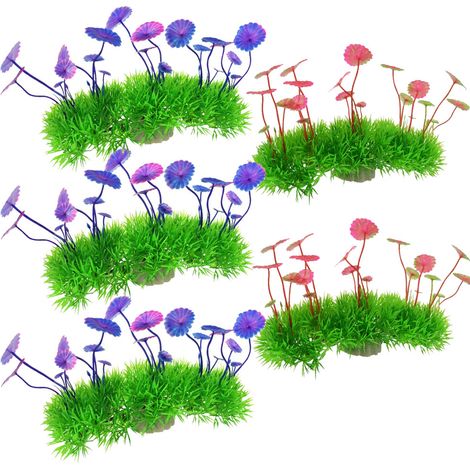 5 plantes artificielles pour aquarium, PVC non toxique, hauteur 13 cm, base céramique, pour eau douce et marine (1/5)
