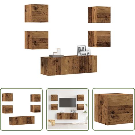 vidaXL Ensemble de meuble TV mural 5 pcs vieux bois bois d'ingénierie (1/5)