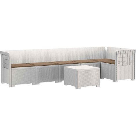Maison Exclusive - 6-Sitzer Garten Sofa mit Kissen Rattan Look PP (1/5)