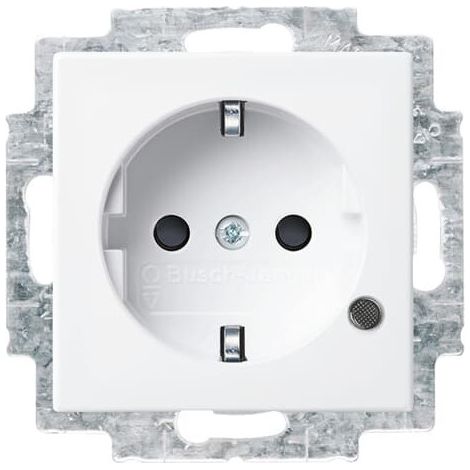 Busch-Jaeger Insert de prise de courant SCHUKO® Safety+ avec témoin de contrôle, LED /vert blanc alpin - Busch-balance® SI (20 EUCBL-914), 2CKA002013A5395