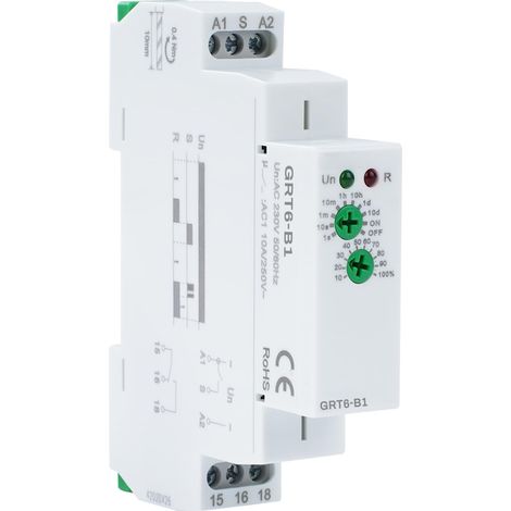 Relais Temporisé GRT6 B1 Temporisateur 220V Électronique à Fonction Unique Retarder Mise Hors Tension Type Rail DIN AC230V 1SPDT 10A (1/5)
