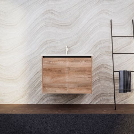 Inda - Mobile bagno L.80 con lavabo opaco / Rovere naturale 2