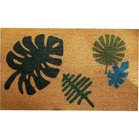 Tapis De Soin - Tapis D'Entrée En Velours Cristal - Motif Feuille Vert - Antidérapant - Pour Intérieur Et Extérieur - 40 X 60 Cm - 1 Pièce (1/4)