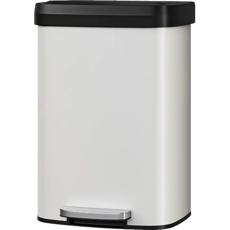 Poubelle de cuisine, acier inoxydable, contrôle des odeurs, BLANC (1/2)