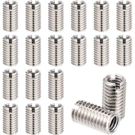 20 Pièces Insert Fileté en Acier Inoxydable, Insérer Écrou Vis Réducteur de Filetage M6 X 1,0 Femelle et M18 X 1,25 Mâle, Adaptateurs Filetés pour Réparation de Filetages (1/5)