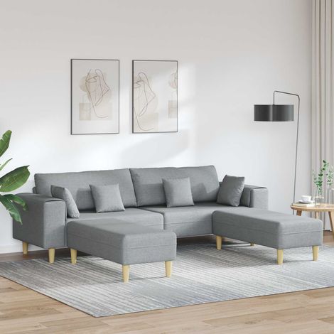 Sofá de tela con cojín Gris Claro 208 cm tela