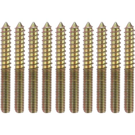 10 Pcs M8x66 Boulons À Pitons, Acier Au Carbone Double Tête Vis Auto-Taraudeuses Pour Pieds De Meubles En Bois Jointés, Couleur Zinc (1/5)