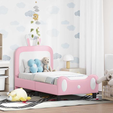 Kinderbettgestell mit Kopfteil mit Kopfteil Rosa 70 x 140 cm PU