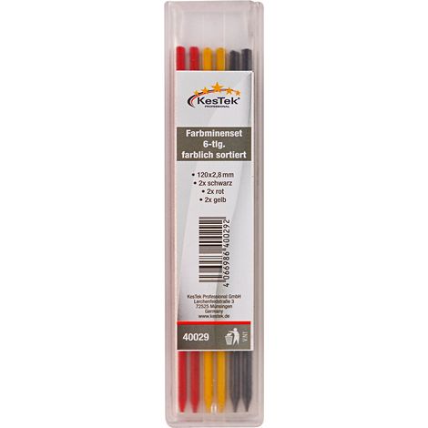 Kestek Farbminenset Graphitminenset 6tlg farblich sortiert für Tiefenlochmarker (1/2)