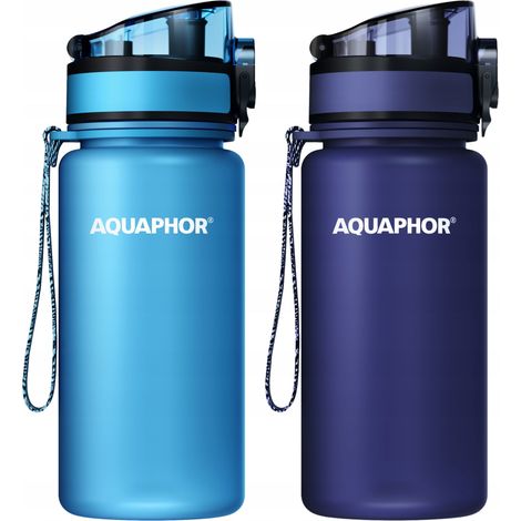 Flacone filtro Aquaphor City da 0,35 litri, blu e blu navy, con cartucce incluse. (1/5)