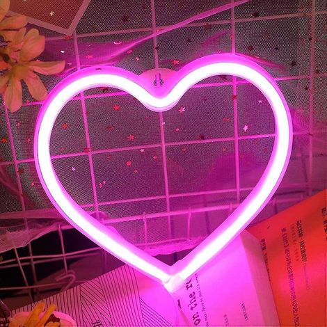 Herzförmiges Neonschild – Neonreklame für Schlafzimmer, Wandleuchten mit USB- oder Batteriebetrieb, LED-Leuchtschilder für Weihnachten, Geburtstagsfeiern, Wohnzimmer, Mädchenzimmer (1/5)