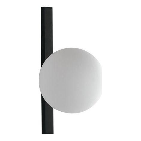Applique in metallo nero con luce a sfera in vetro bianco Enoire (1/2)