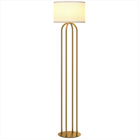 Lampe de table Lampadaire doré design avec abat-jour en lin (1/5)