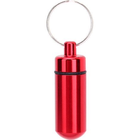 Mini étui à pilules bleu aluminium étanche, porte-pilules de voyage portable avec porte-clés, boîte de rangement pour comprimés (1/5)