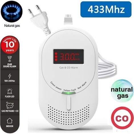 Rilevatore Combinato di Gas e Monossido di Carbonio Interconnesso RF433