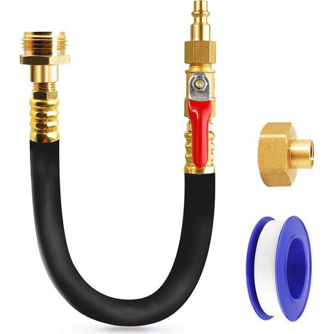 Kit d'hivernage pour VR, caravanes et bateaux, adaptateur de purge d'air avec vanne d'arrêt, raccord rapide pour compresseur d'air, kit d'antigel (1/5)