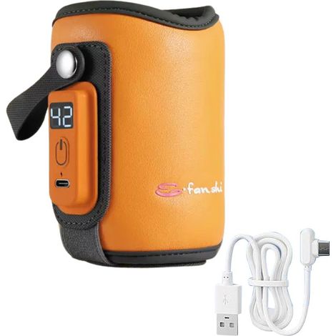 Chauffe-biberon Portable Orange Multifunctionnel et Multivitesses avec Charge USB pour Voyage et Déplacements Professionnels (1/5)