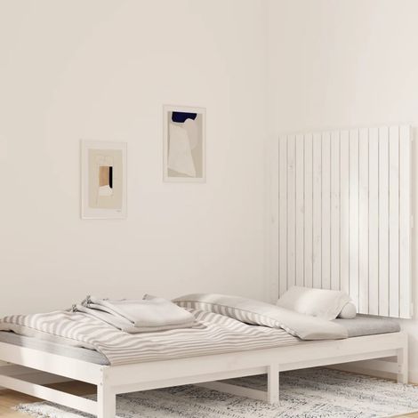 Cabecero de cama pared madera maciza pino blanco 95,5x3x90 cm vidaXL (1/5)