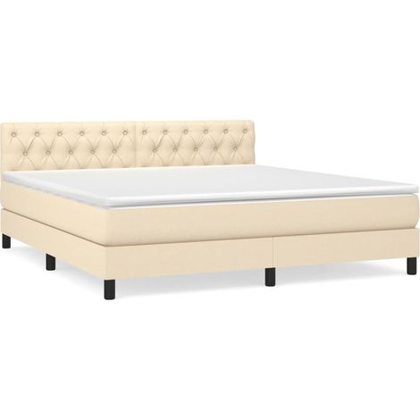 Maison Exclusive - Cama box spring con colchón tela color crema 1