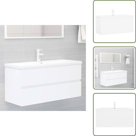 Lavabo de cerámica - vidaXL Mueble con lavabo madera de ingeniería blanco - Armario blanco