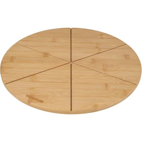 Planche à pizza ronde - 1 unité - Bambou FSC - Rainures de découpe intégrées - Apéritif et repas familial - 32 cm (1/5)