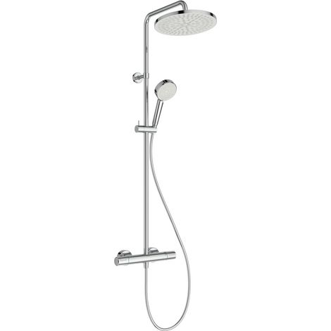 Colonne bain-douche, Pommeau de douche rond, douche économique en eau avec jets réglables (8 l/min), protection anti-brûlure – Chrome (315x510.5x1117 mm) (1/5)