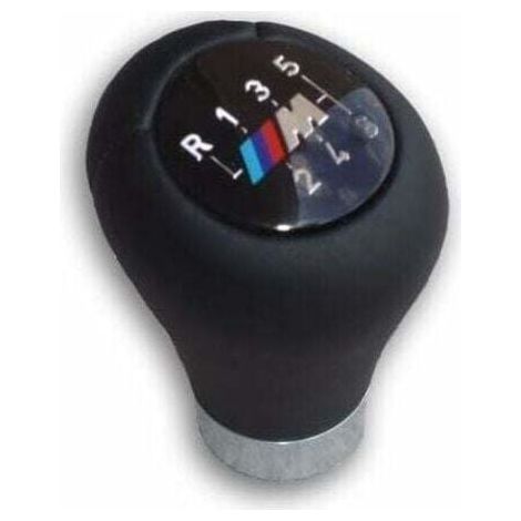 SNQ – Pommeau de levier de vitesse sport en cuir 6 vitesses – Compatible BMW Série 3 E46 E60 E61 – Installation facile – Logo M (1/2)