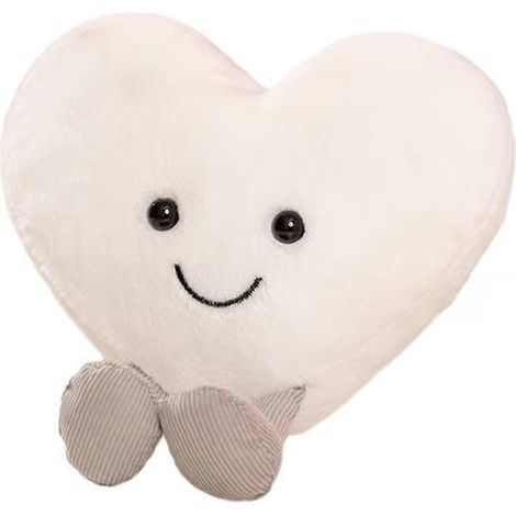 Peluche avec rembourrage en coton PP, coussin en forme de cœur pour la Saint-Valentin, jouet en peluche romantique rouge pour décoration intérieure, blanc 30 cm (1/5)