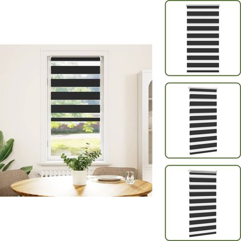 Doppelrollo Seitenzug 80 x 150 cm schwarz - Doppelrollo - Lichtmanagement - Fenstervorhang - Raffstore - Zebrastreifen (1/5)