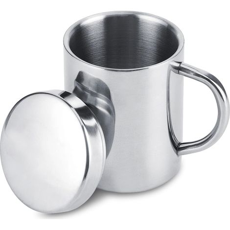 mug inox, Tasses à café en acier inoxydable, 300 ML Tasse à café, Petite Tasse de Voyage, tasse thermo tasses à boire à double paroi avec couvercle mug à bière pour randonnée camping (1/5)