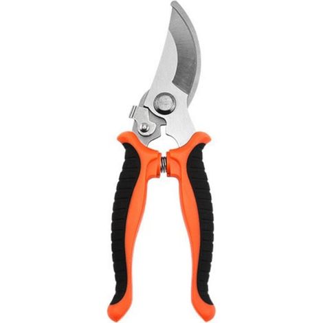 Orange, 2 pièces, sécateur à lame franche, avec poignée pivotante, pour branches et brindilles fraîches, revêtement antiadhésif, lame en acier inoxydable, longueur : 24 cm, (1/4)