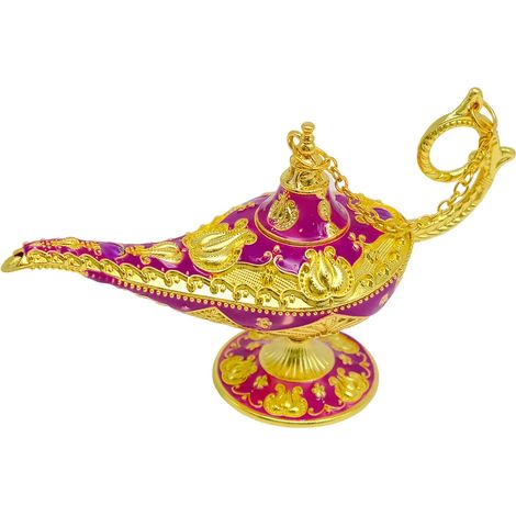 Aladdin Lampe Magique Décorative Dorée Génie 11 cm x 6,5 cm Violet + Or (1/5)